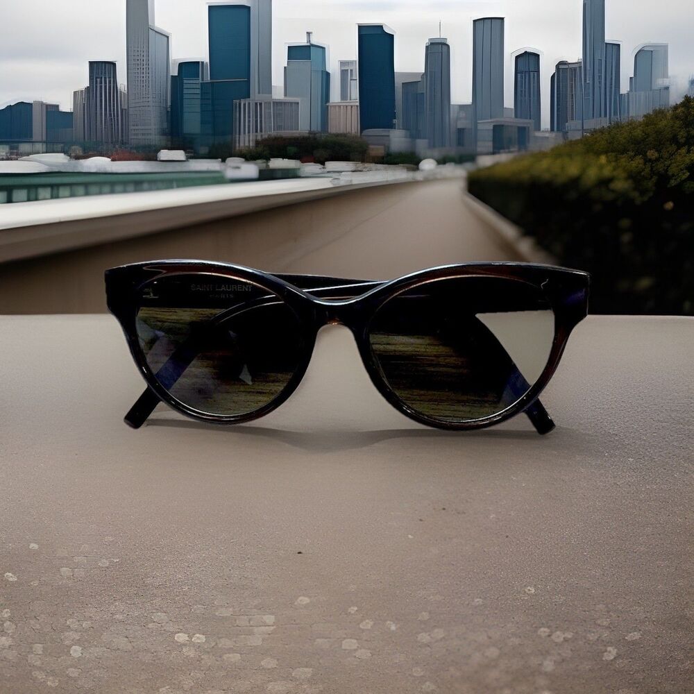 Saint Laurent Women’s Sunglassses (R -1.25, L -1.00)Cat Eye Brown Lens Excellent